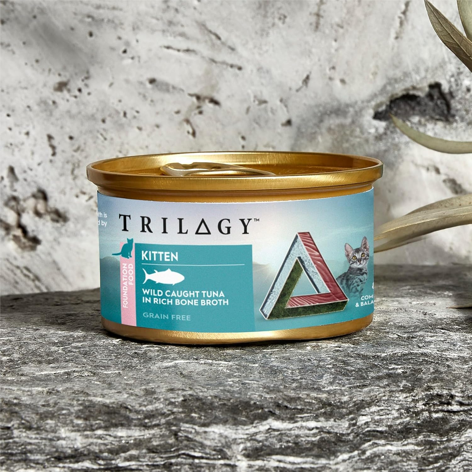 Trilogy Bone Broth Wet Kitten Food, Wild Caught Tuna, 24X85G, Grain-Free Recipe with Alfalfa for Healthy Digestion, High Protein for Muscle Support & Hydration