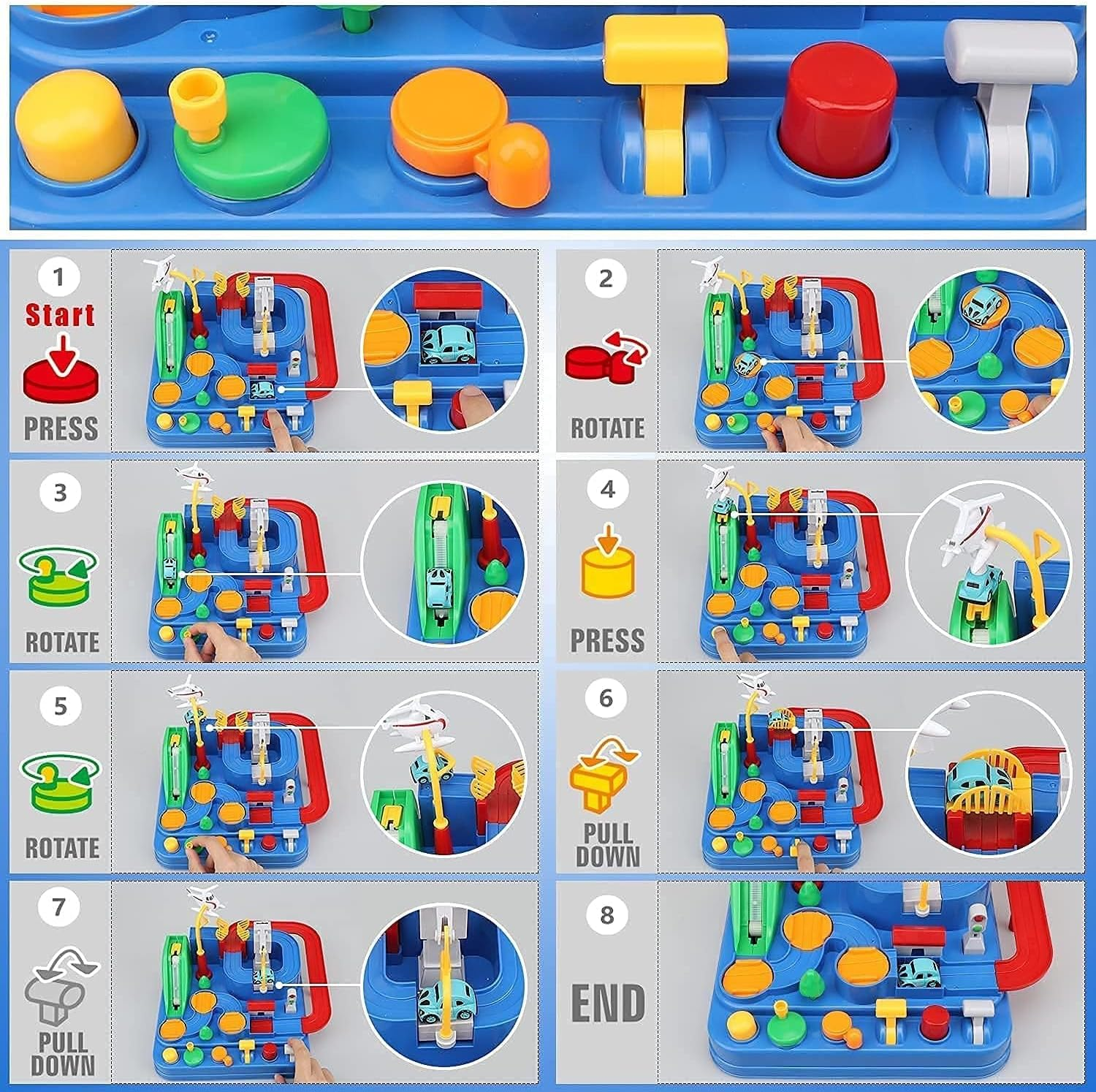 Car Adventure Toys, Race Track for Toddlers, Toy Vehicle Playsets, Toddler Car Toys, City Rescue Preschool Toy Vehicle, Preschool Educational Toy Car Track for Kids 3 4 5 6 7 Year Old image number 3