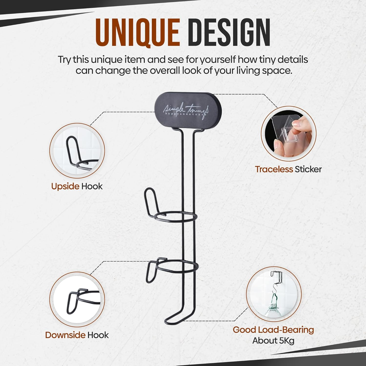 Magic Eyes Hair Tool Organizer, Bathroom Hair Dryer Holder Wall Mounted Hair Straightener Hanging Rack Hair Styling Tool Storage Organizer Stick Stand for Flat Irons, Curling Wands image number 4