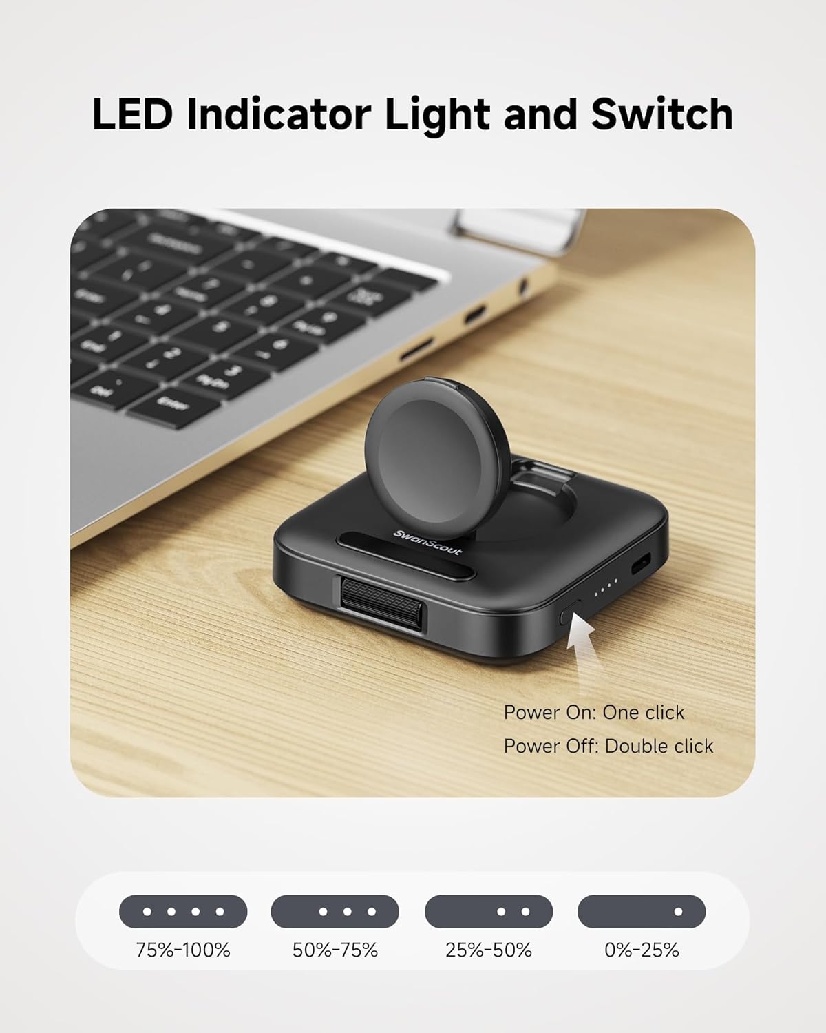 1800Mah Charger for Samsung Galaxy Watch 8/8 Classic/7/Ultra/Fe/6/6 Classic/5/5 Pro/4/4 Classic/3/Active 2/Active, Portable Watch Charger for Travel, Swanscout 303S image number 1