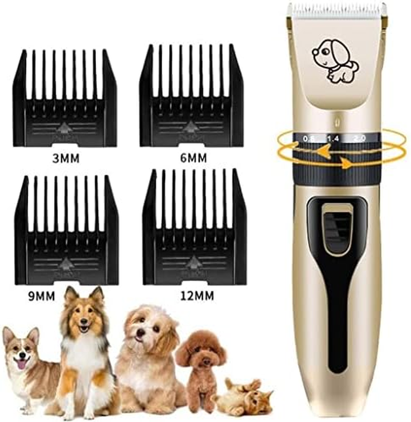 Retoo Dog Clipper for Dogs and Cats with 4 Attachments Cordless Comb, Scissors, File, Pet Hair Trimmer, Dog Trimmer, Rechargeable Pet Hair Trimmer, Dog Grooming Clippers, Gold image number 2