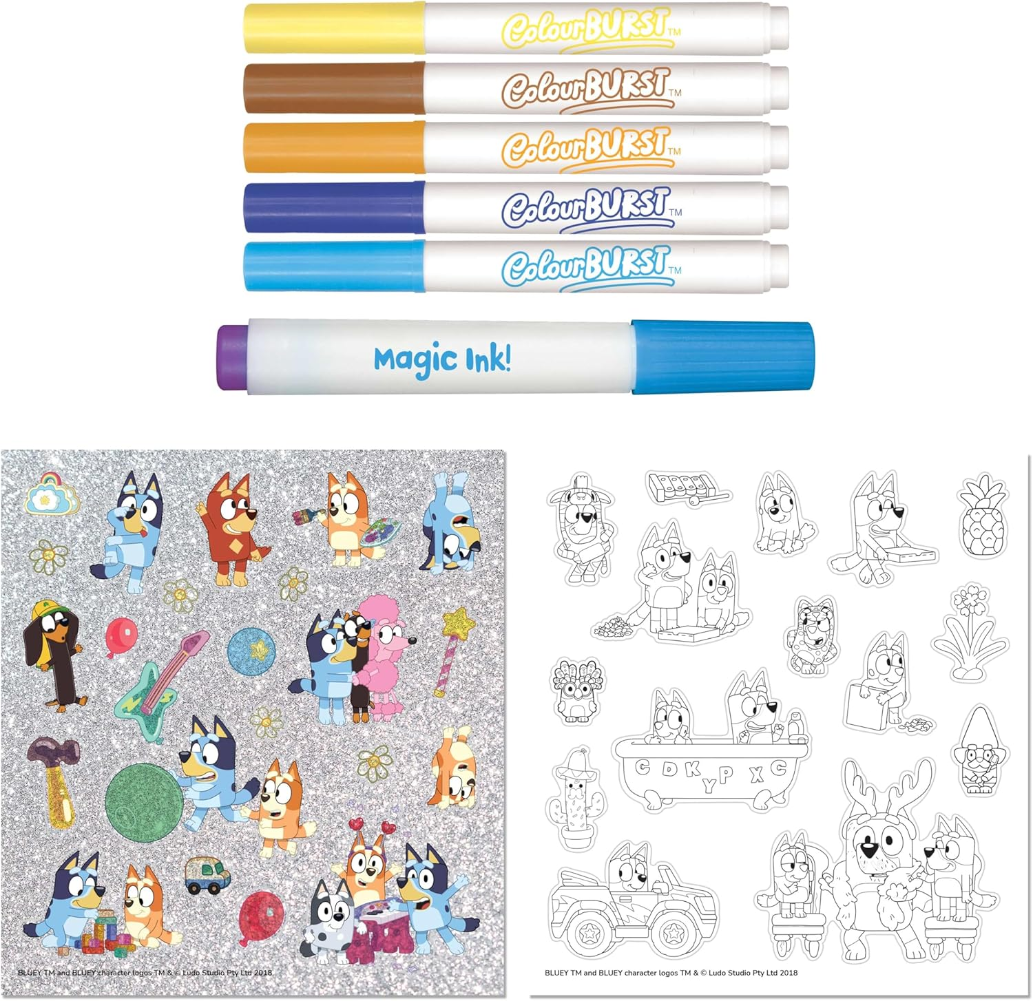 Inkredibles Activity Kit Bluey &ndash; Includes Magic Ink, Colourburst Markers, and Fun Stickers &ndash; Mess-Free Colouring Set Ideal for Screen-Free Playtime and Travel &ndash; for Preschoolers Ages 3&ndash;5 image number 2