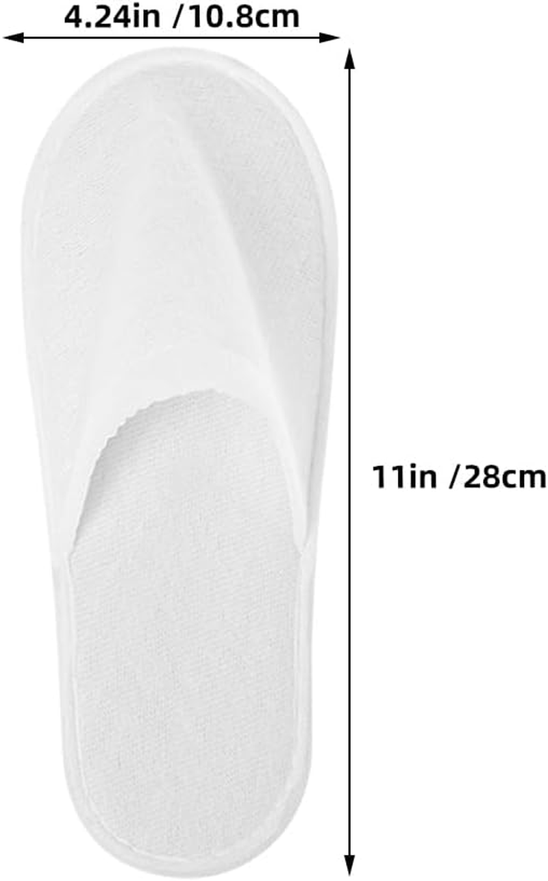SAFIGLE 30 Pairs White Salon Slippers: Disposable Closed Toe Non-Slip Fleece Cloth Slippers for Guests - 4Mm Thick Soft Sole for Women and Men image number 6