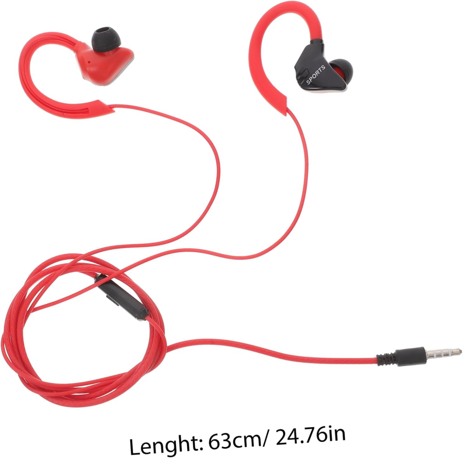 NUOBESTY Wired Ear Hook Headphones Earphones with Mic for Sports Running Fitness Red Wired In-Ear Headset Compatible with 3.5Mm Devices image number 6