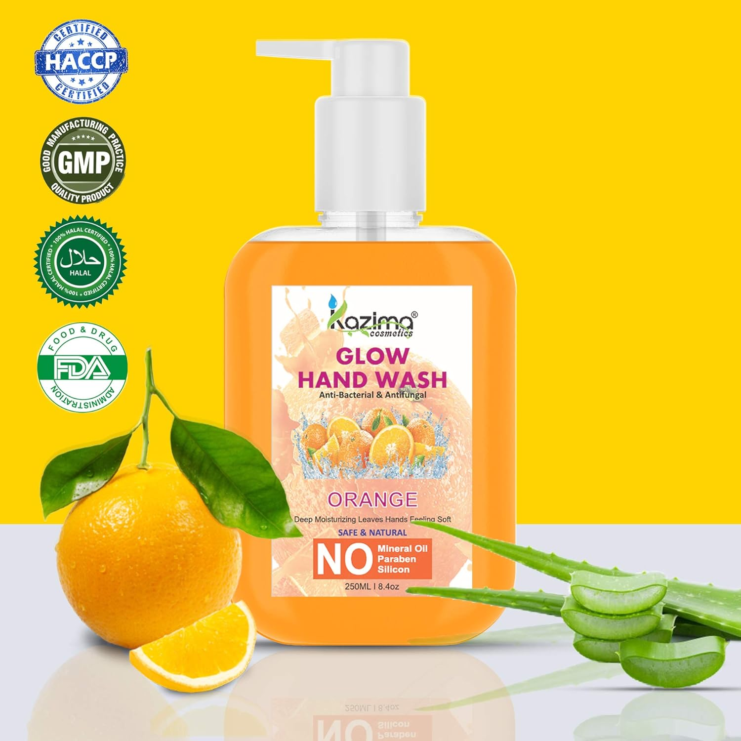 KAZIMA Glow Handwash Germ Protection Liquid Soap Lemon, Rose, Orange (250Ml Each, Combo of 3) image number 1