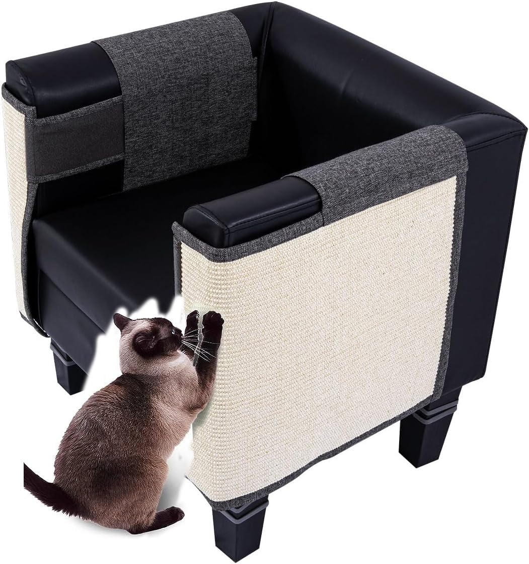 CULOTOL anti Cat Scratch Furniture Protectors, Sisal Cat Scratcher, Cat Couch Corner Sided Sofa anti Scratching & Cat Training, for Protecting Couch Sofa Chair Furniture (Dark Gray, Right Armrest) image number 1