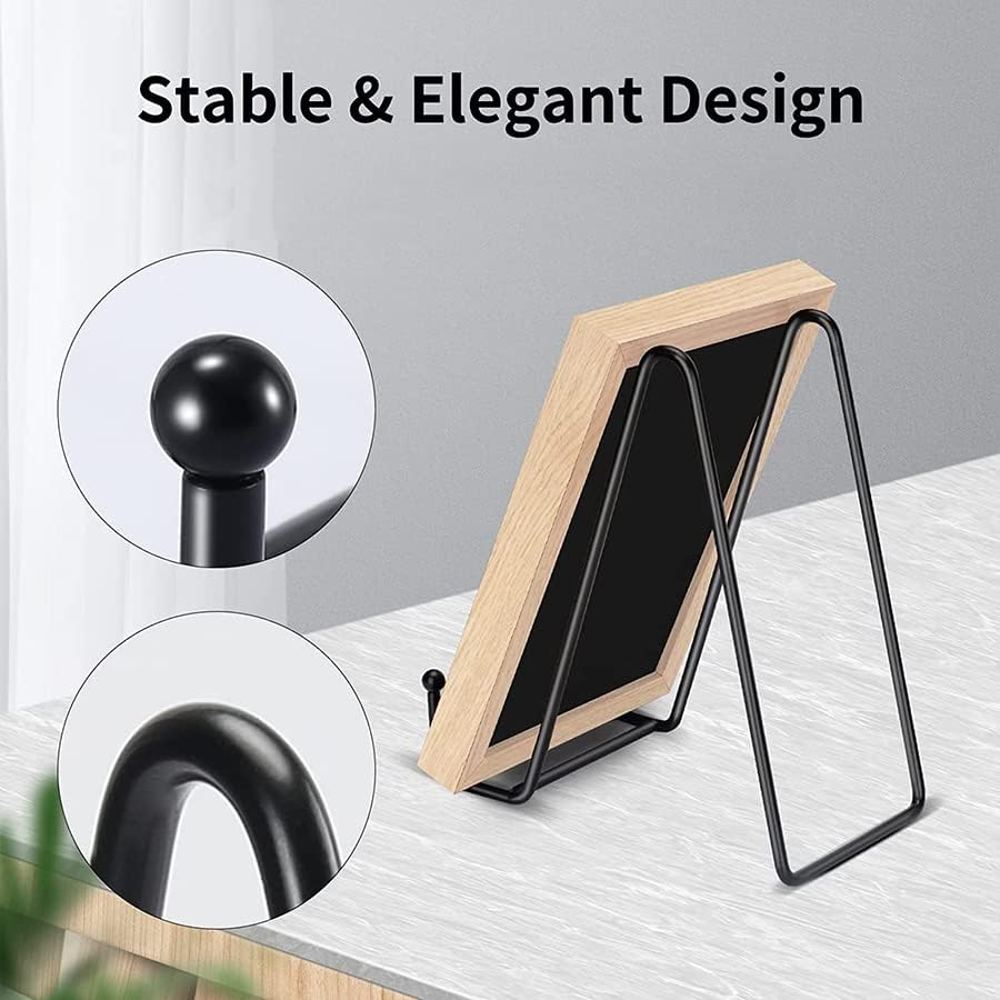 3 Pcs 6'' Display Photo Stand Decorative Plate Display Stand Iron Easel Stand Book Display Stand Tabletop Art (Black) image number 6