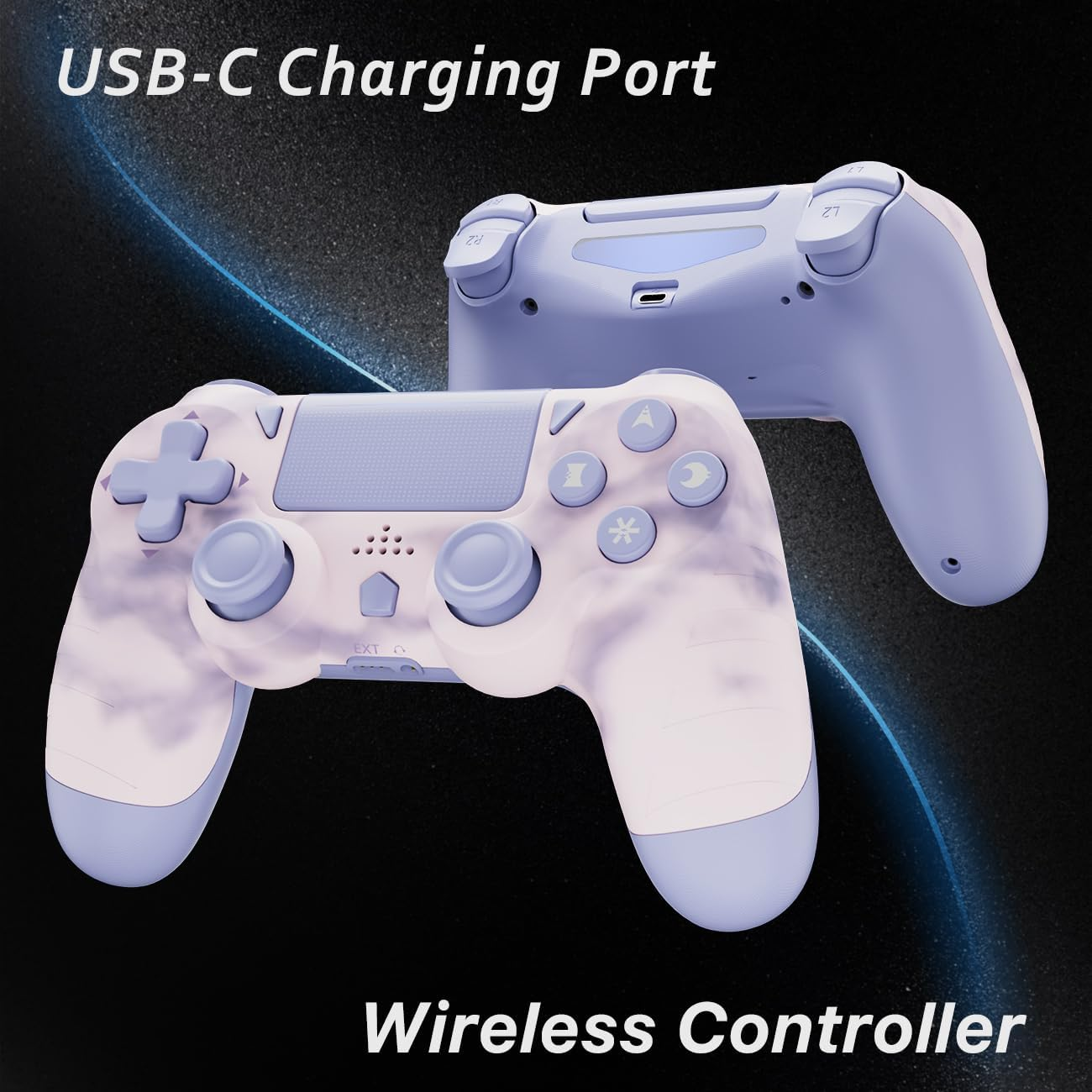 Wireless Controller for PS4, Gamepad for Playstation 4 with Double Vibration/6-Axis Sensor/Type-C Charhing Port/Headphone Jack, Ergonomic Non-Slip Grip Compatible with Playstation 4/Slim/Pro (Pink) image number 3