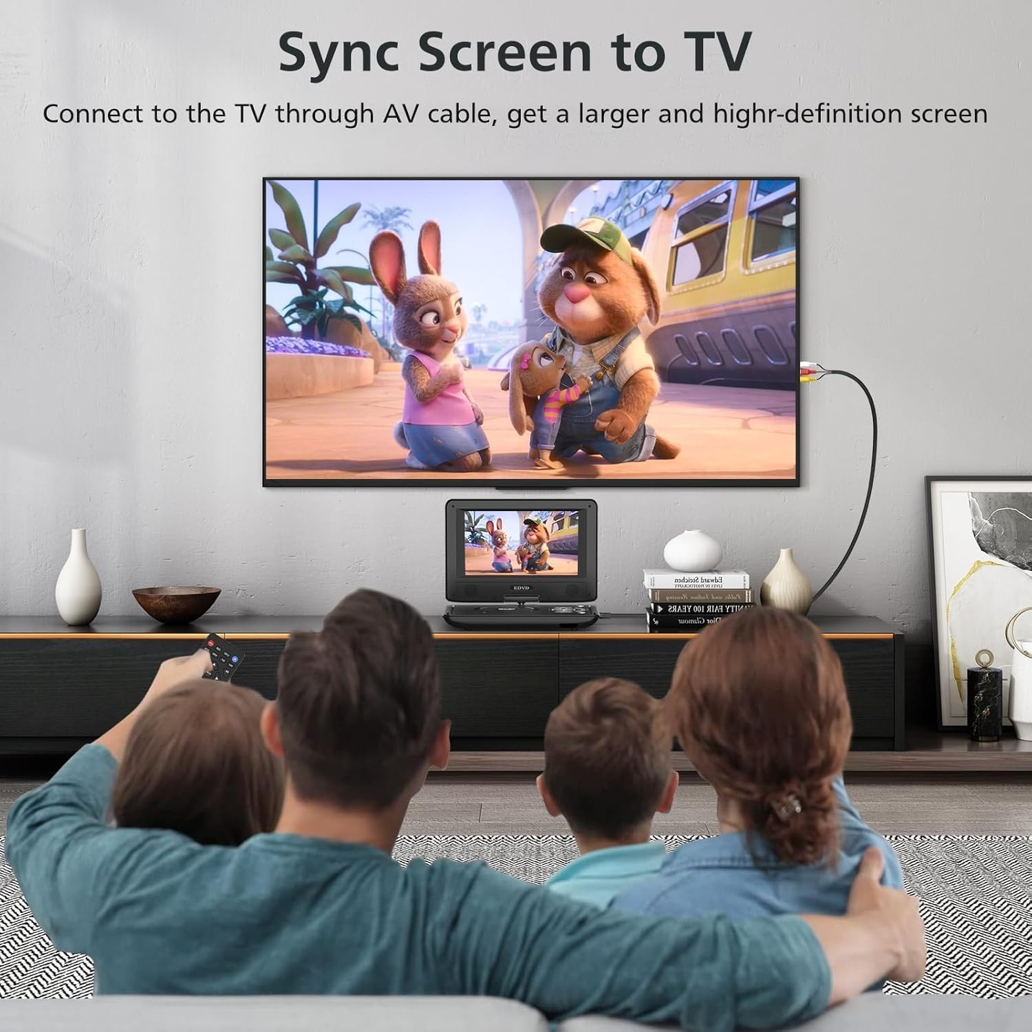 MINYII Portable DVD Player for Car with 11.5" Swivel HD Screen 2500 Mah Rechargeable Outdoor CD Player Support Sync Screen to TV, Support SD Card/Usb/Multiple Disc Formats (Black)