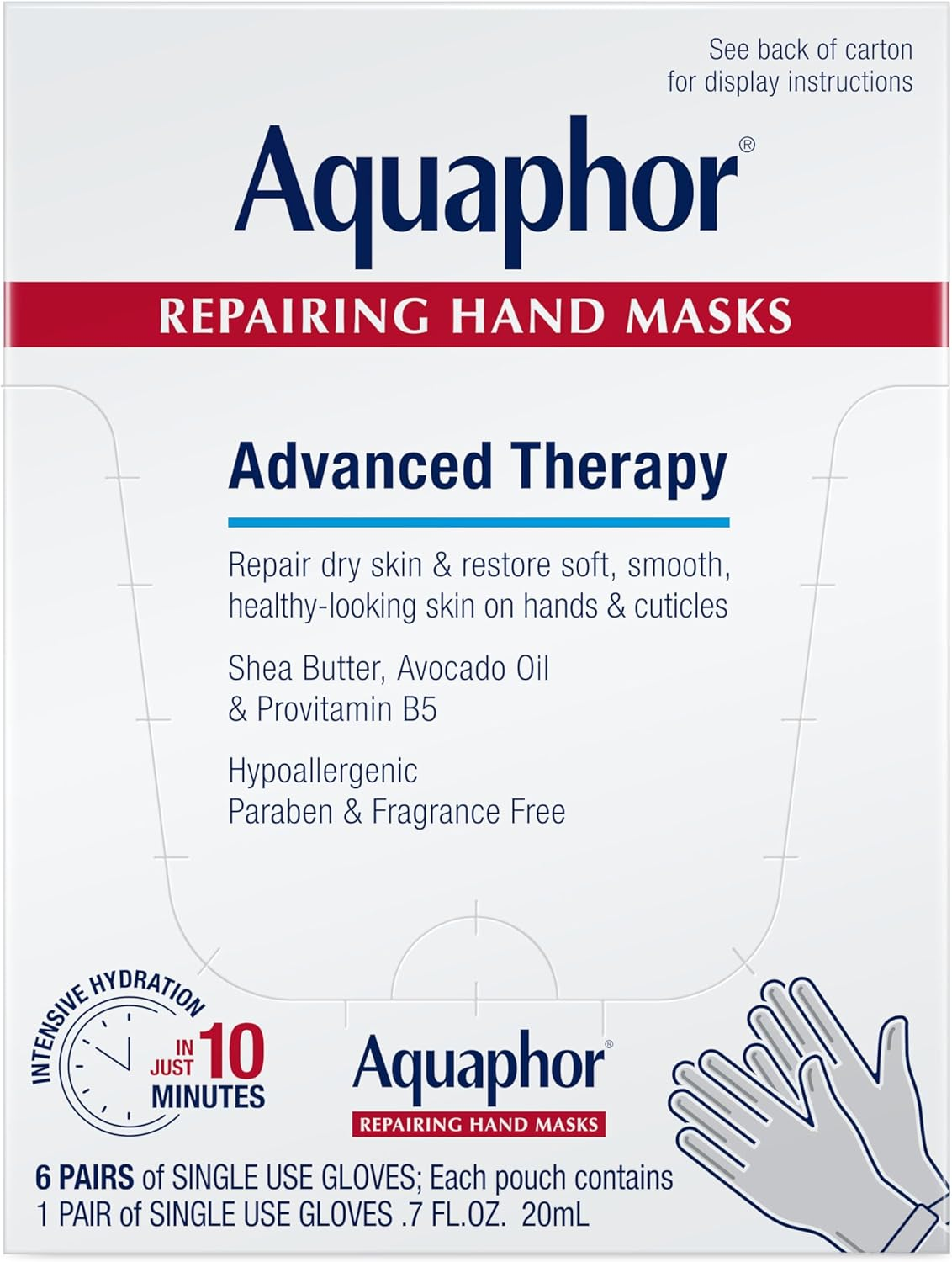 Aquaphor Repairing Hand Masks, Moisturizing Hand Masks, 6 Pairs of Gloves image number 1
