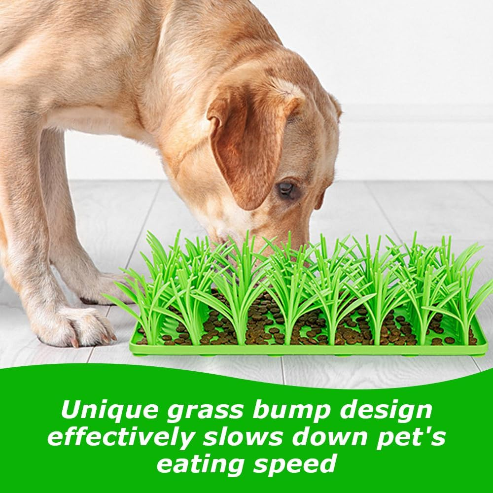 Silicone Grass Mat for Cats, Pet Slow Feeding Foraging Mat, Foraging Snuffle Mat for Dog/Cat, Pet Chew Toy Training Feed Game Easy to Clean (Green)