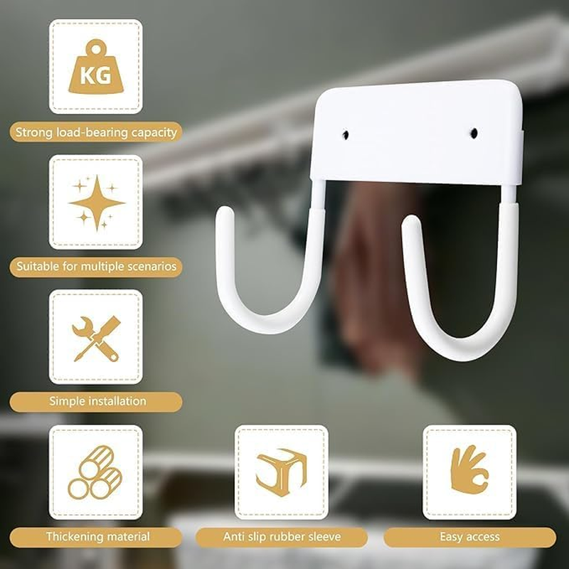 Walquicks 1Pcs Ironing Board Holder, White Durable Metal Ironing Board Hanger with Screws Ironing Board Wall Mount, Iron Board Hook Wall Mount, for Laundry Rooms image number 4