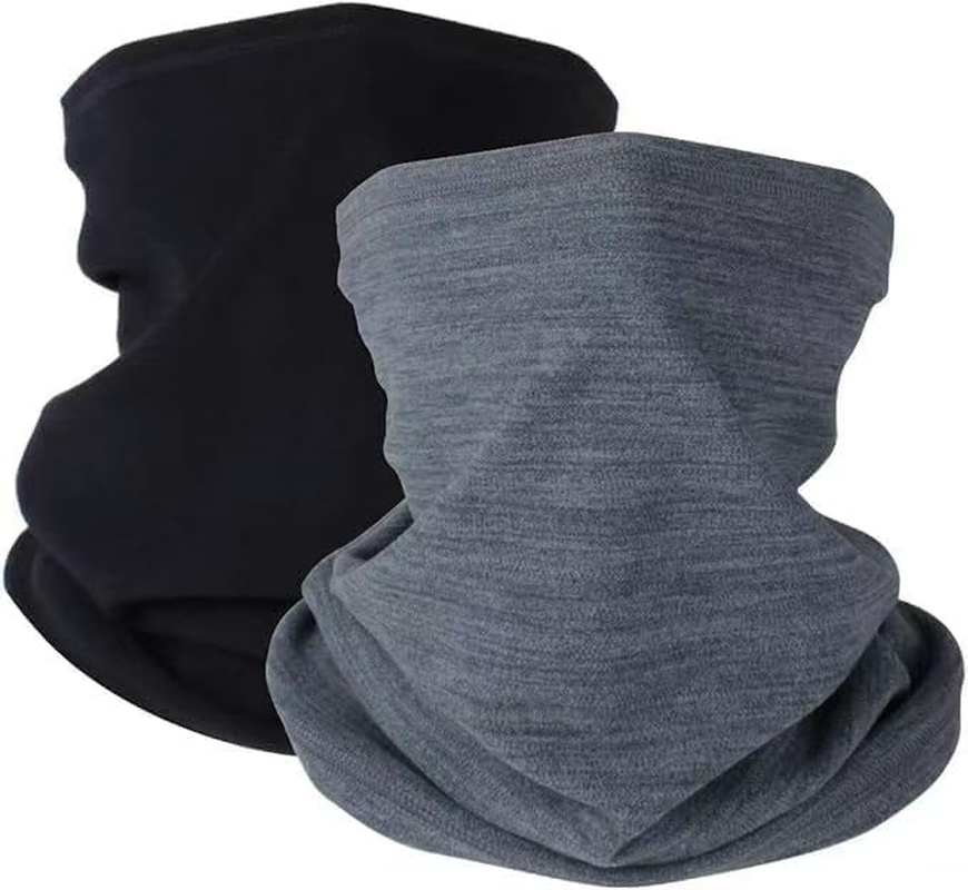 2 PCS Multi-Purpose Neck Gaiters, Breathable Protection against Sun, Wind & Dust, Fleece Neck Warmer Gaiter, Black & Grey, Adult Size, Thermal for Skiing, Snowboarding & Outdoor Activities AUPOINT image number 2