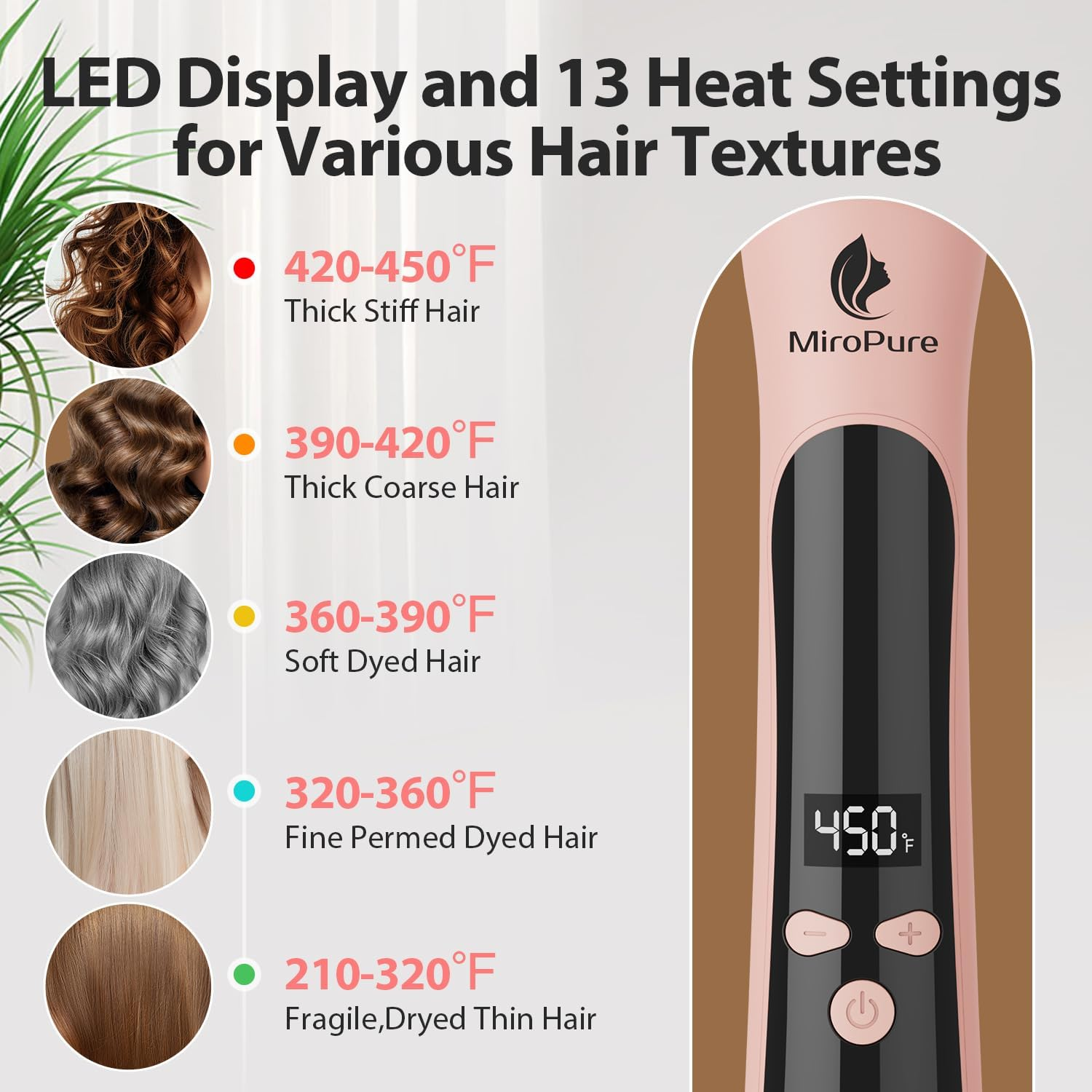 Miropure Automatic Curling Iron, 1 Inch Ionic Hair Curler, Self Rotating Curling Wand with Longer Barrel for Waves and Curls, Unique Button to Enable/Distable Rotation, Get Rid of Accidentally Hit image number 4