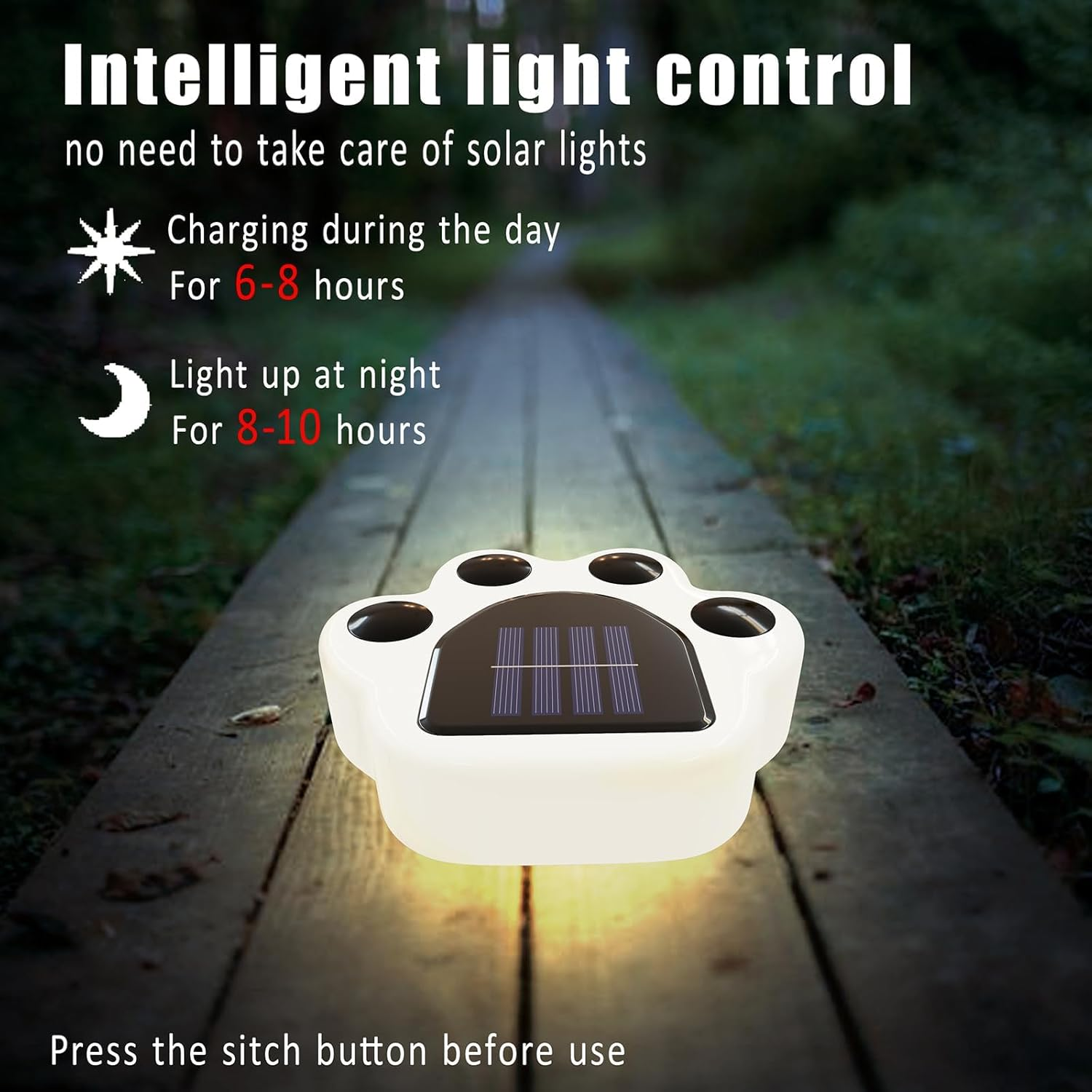 Solar Paw Print Lights Garden Decorative 4 Pack Outdoor Waterproof Dog Paw Print for Lawn Patio Pathway Pet Garden Gifts for Women Mother'S Day image number 3