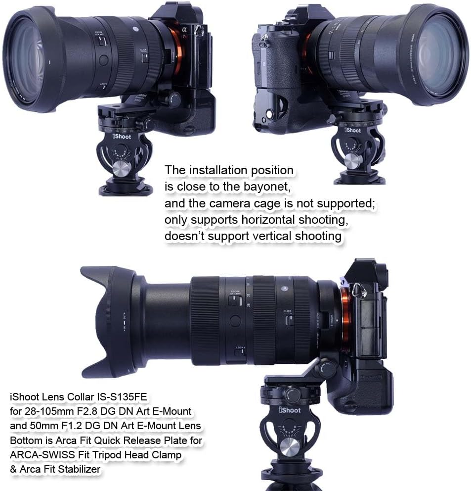Lens Collar Tripod Mount Ring Compatible with Sigma 28-105Mm F2.8 DG DN Art, 50Mm F1.2 DG DN Art, 50Mm F1.4 DG HSM Art, 28Mm F1.4 DG HSM Art (E-Mount), Bottom Is Arca-Swiss Fit Quick Release Plate image number 1
