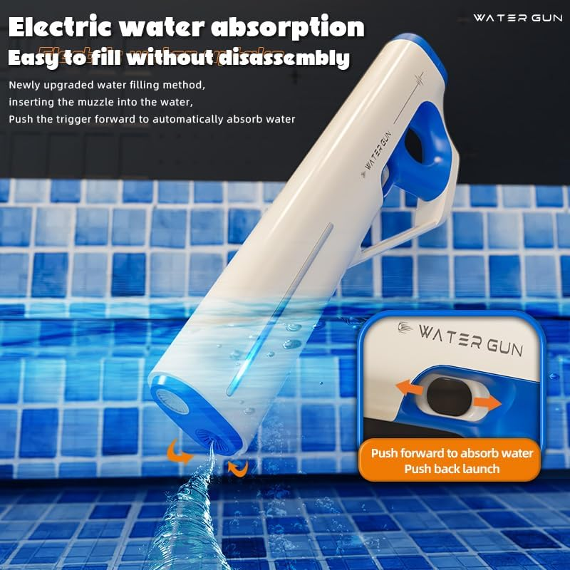 Electric Water Gun Upgraded Version,Fully Waterproof,Auto Reload,Sound and Light Effects When Shooting,Space Technology Styling, Premium Summer Beach Pool Toy for Kids & Adults. image number 4