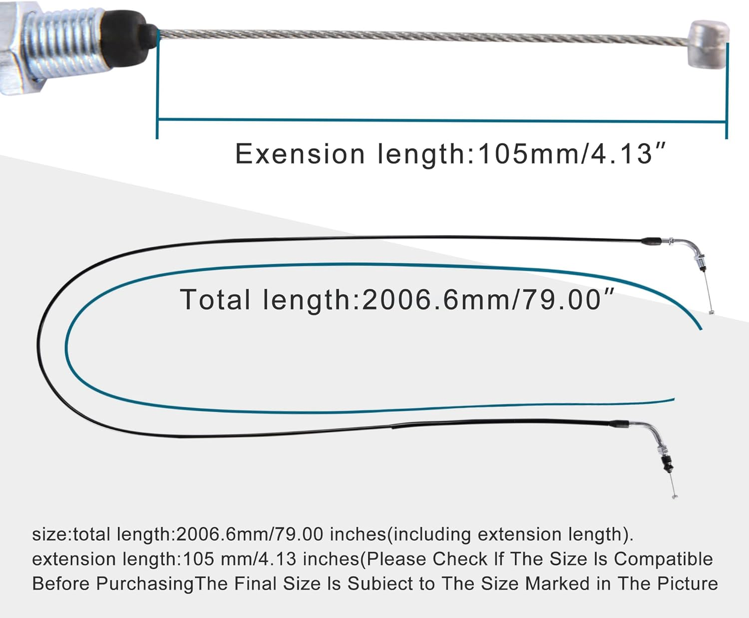 GOOFIT 79" Throttle Cable for 50Cc Chinese Moped Scooter Motor Scooter image number 6