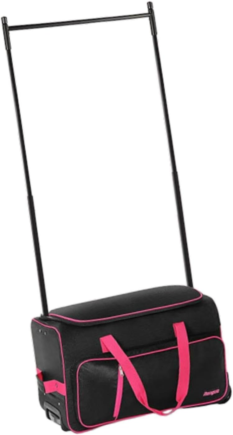 Frediuo Dance Bag with Garment Rack with Wheels Rolling Duffel for Gym Sports Closet Men, Black Red