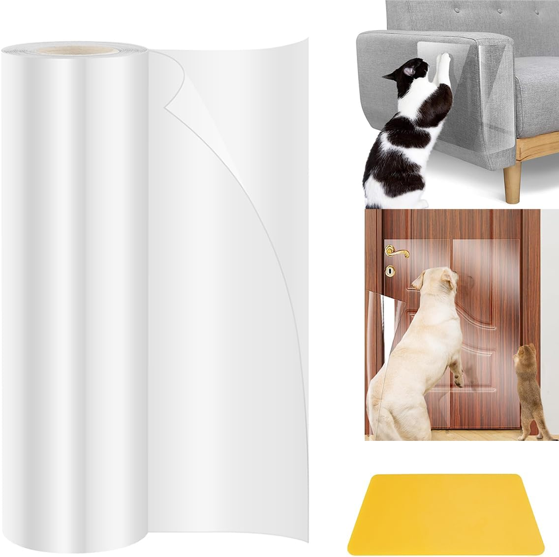 Cat Scratch Protection Film, 30 Cm X 3 M Transparent Scratch Protection Sofa Cat Pad, anti Scratch Film, with Scraper, Scratch Protection Wall Cat Tape, Self-Adhesive Scratch Protection Door Dog For image number 1