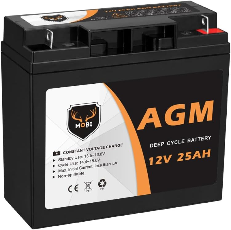Mobi 25Ah 12V Deep Cycle AGM Battery, SLA Rechargeable & Portable, Maintenance Free for Marine Camping Solar Caravan 4WD image number 2