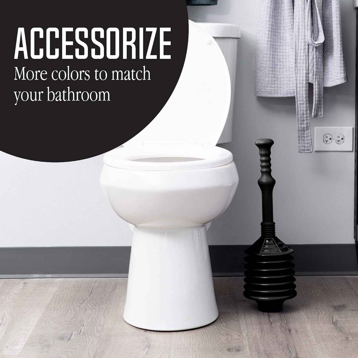 Professional Bellows Accordion Toilet Plunger, High Pressure Thrust Plunge Removes Heavy Duty Clogs from Clogged Bathroom Toilets, All Purpose Power Plungers for Bathrooms, Black image number 5