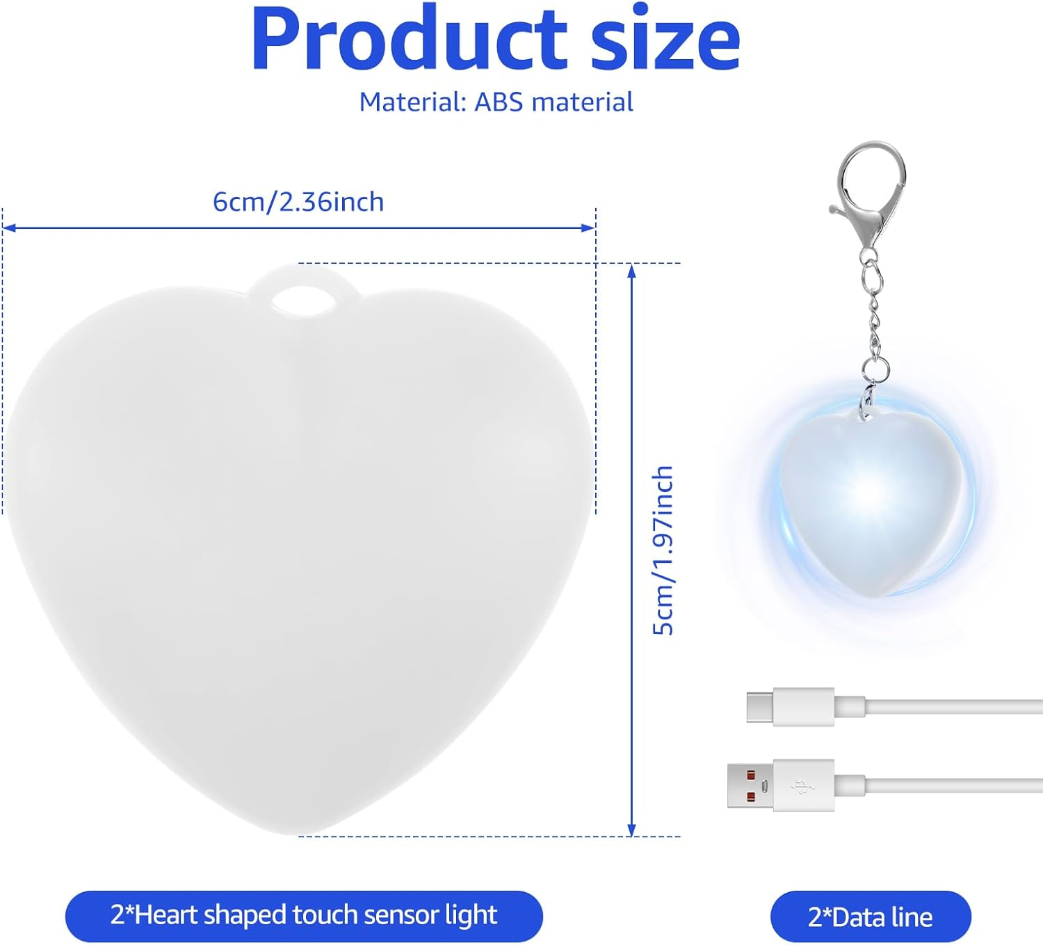 Bigjvbfv 4Pcs Purse Glow Heart Light, LED Automatic Sensor Handbag Lights, Touch Activated Handbag Light, Mini Handbag Purse Lamp for Purse Women Girls (4Pcs Love) image number 6