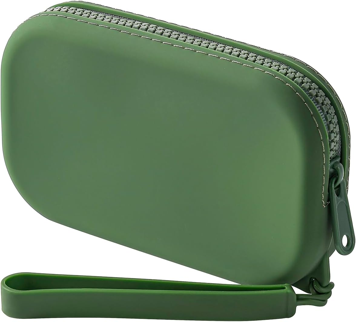 JOVAKIT Small Portable Silicone Makeup Bag for Women Girls, Travel Waterproof Toiletry Cosmetic Bag Gifts for Women, Zipper Closure Makeup Case with Handle, Black