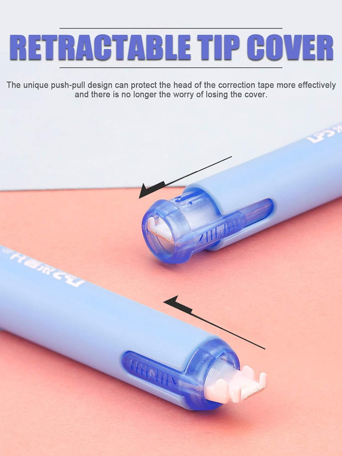 5Pcs Correction Tape Pen, White, 1/5" X 236", Push-Pull Protectiv image number 3