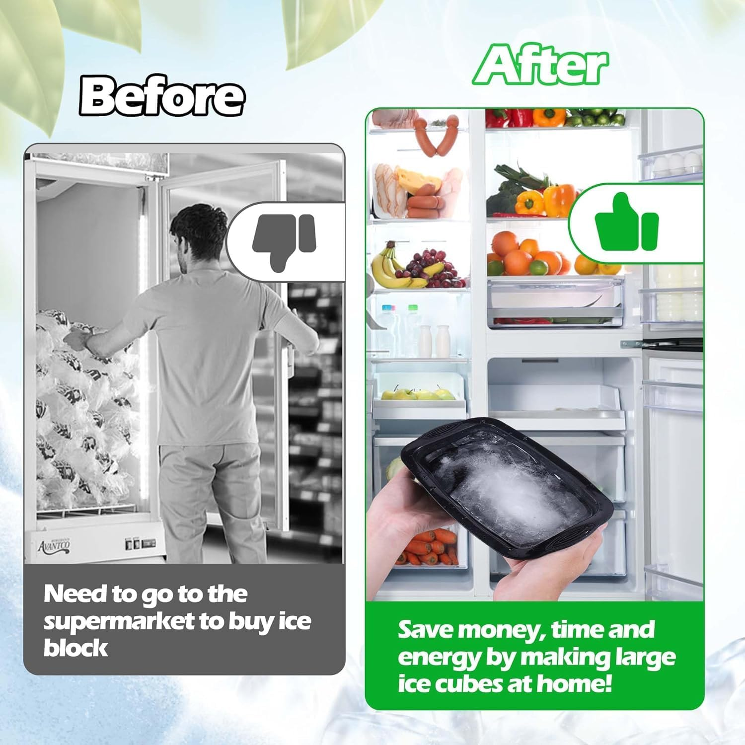 THJOPOKEEL Extra Large Ice Block Mold,3Pcs Large Ice Molds for Ice Bath, Silicone Ice Cube Molds for Cold Plunge or Coolers, Reusable Large Ice Cube Tray Dishwasher Safe image number 2