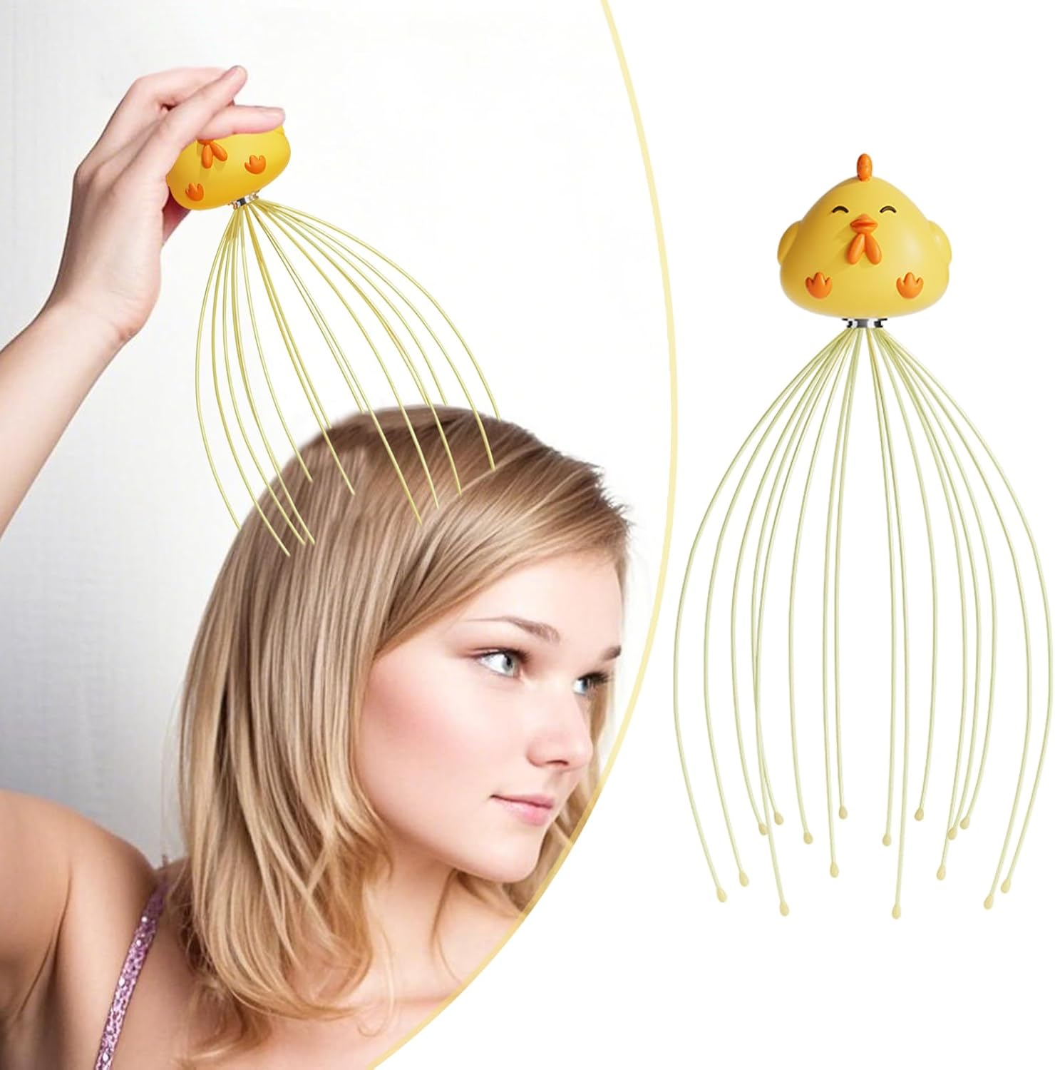 Rronnoy Head Massager - Scalp Massager Tool - 16 Fingers Nodes Relaxing Home Spa Equipment for Stress Reduction Travel Bathroom Post-Shampoo Pet Grooming - Yuantong Installation image number 7