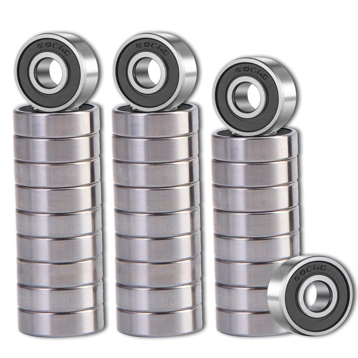 608RS Ball Bearings (8X22X7) 30 Pcs, 608-2RS Skateboard Bearings Rubber Sealed Deep Groove Ball Bearing for 3D Printer Wheel, Roller Skates, Inline Skates, Scooters Etc