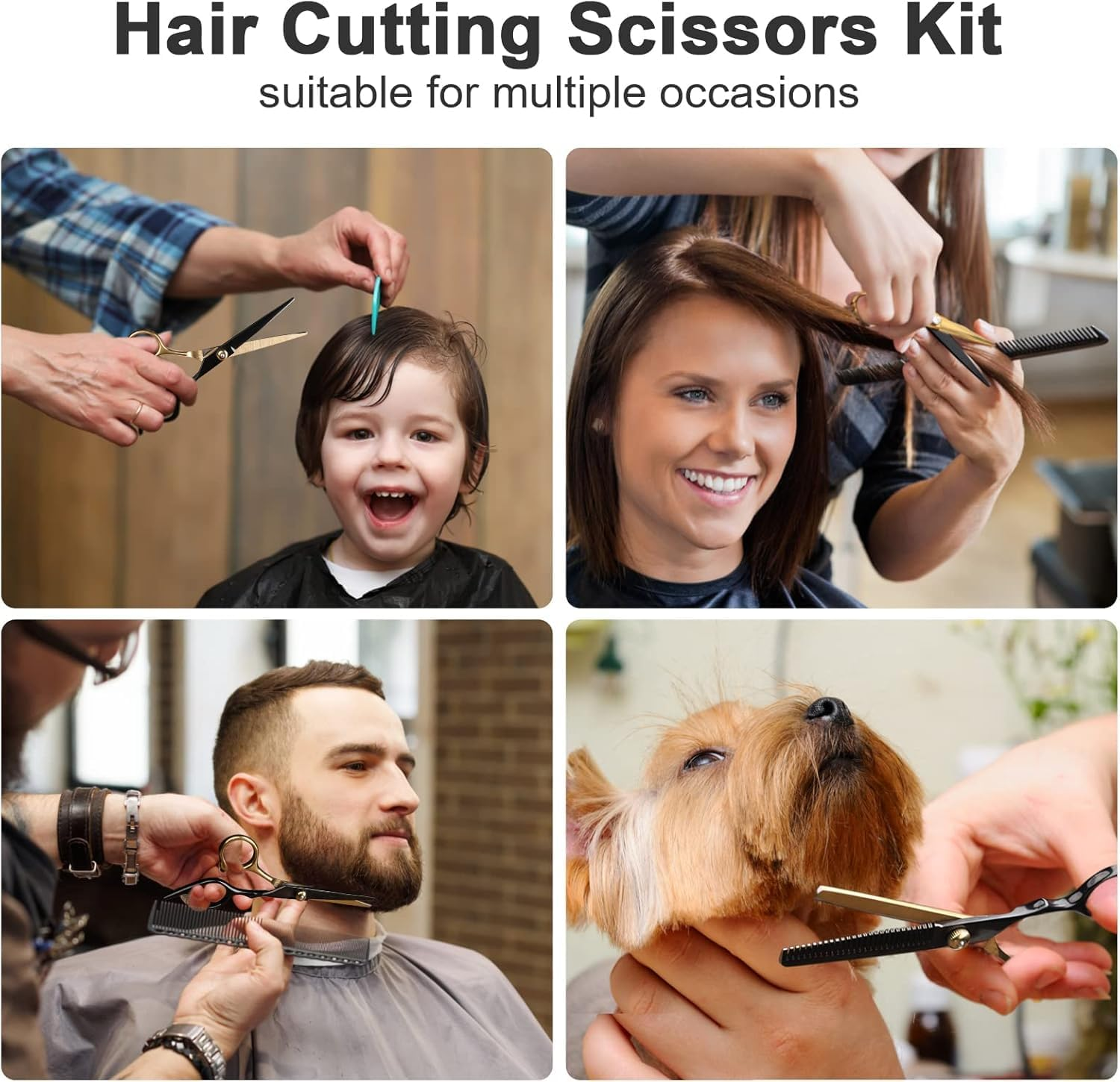 Hair Cutting Scissors Set, 11 PCS Professional Haircut Scissors Kit with Cutting Scissors, Thinning Scissors, Comb, Cape, Clips, Black Hairdressing Shears Set for Barber, Salon, Home image number 3