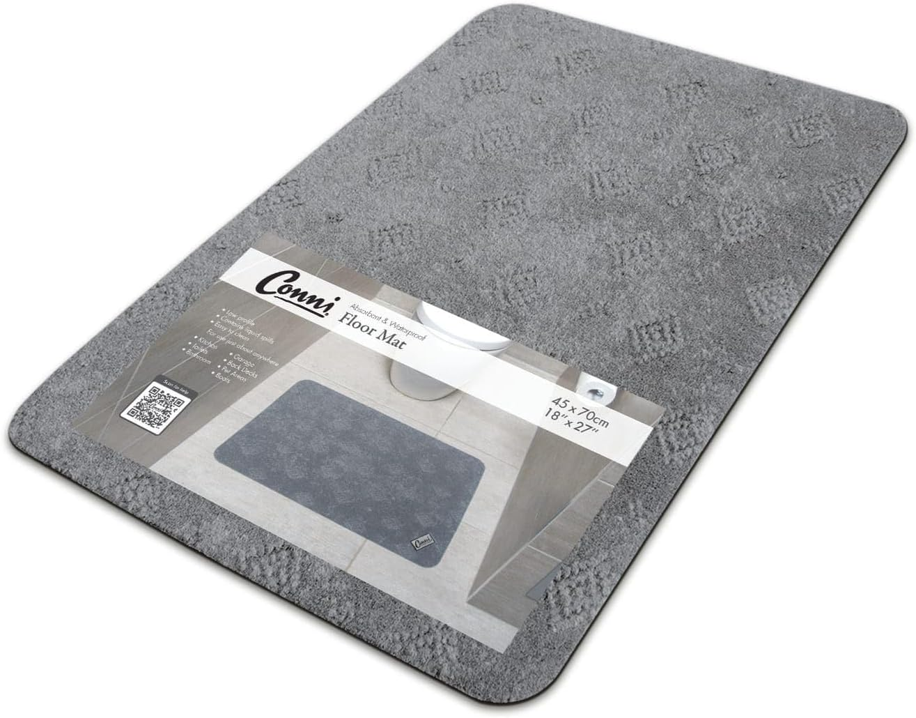 Conni Floor Mat Compact - Absorbent Waterproof and Low Profile, 45 X 70Cm, Pebble