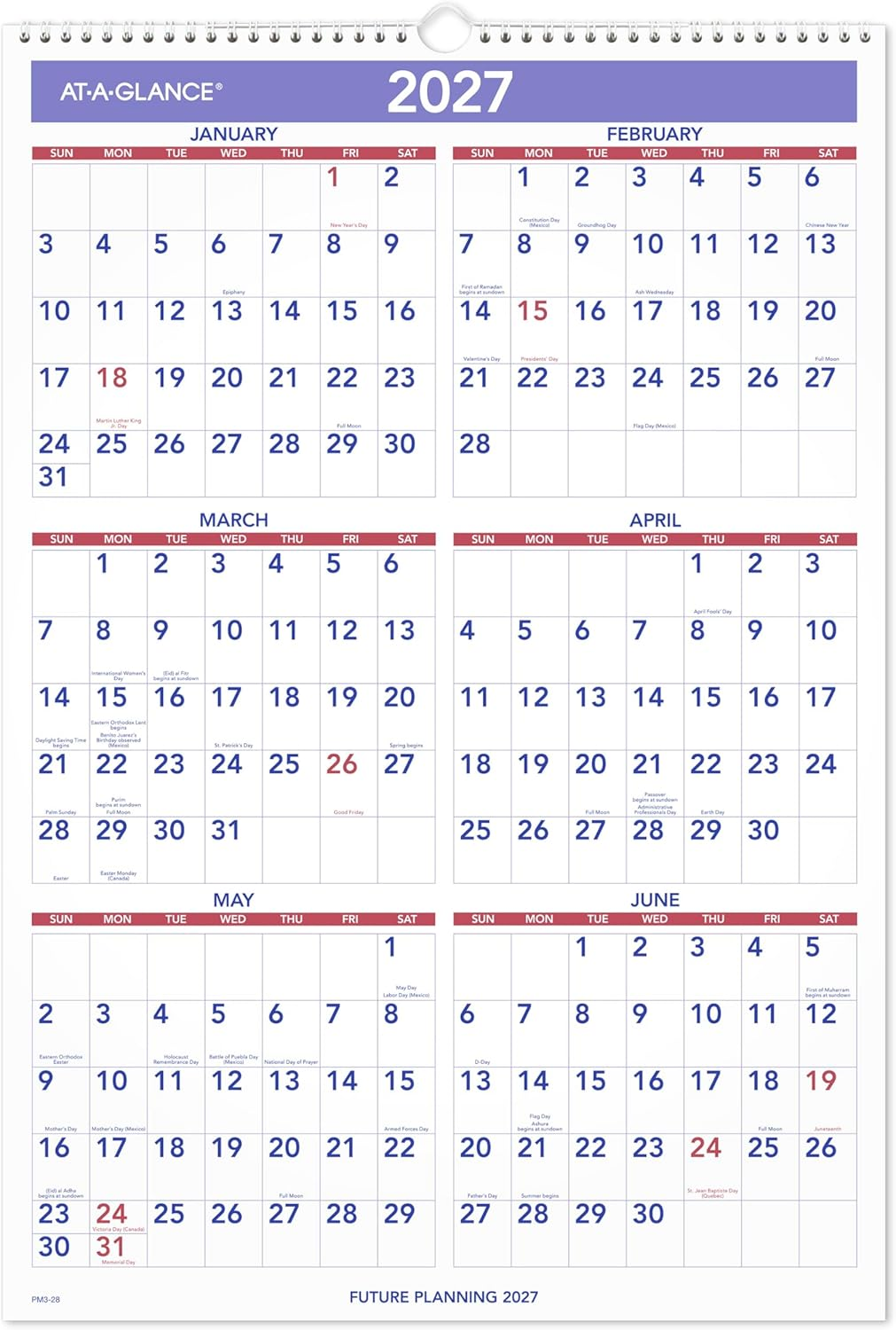 AT-A-GLANCE 2026 Wall Calendar, 15.5" X 22.75", Large (PM32826) image number 2