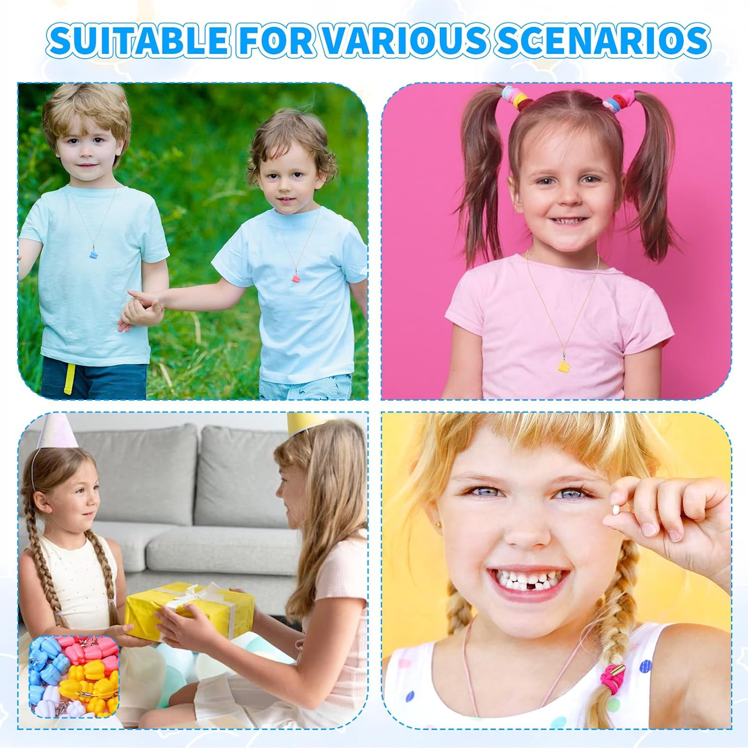 Tooth Saver Necklaces 40 Pcs Milk Tooths Storage Box Lost Teeth Necklace Tooths Fairy Bag Organizer Case Tooth Holder for Kids Teeth Party Supply Ornaments Accessories Keepsake Treasure image number 3