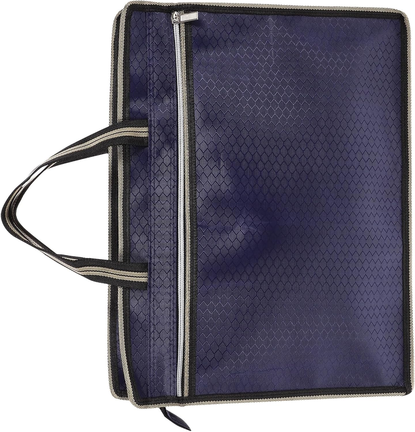 ELAYARD A4 Oxford Cloth File Pouch Double Zipper Canvas Document Holder Portable Office Folder with Pockets Navy Blue for Document Storage and Travel image number 1