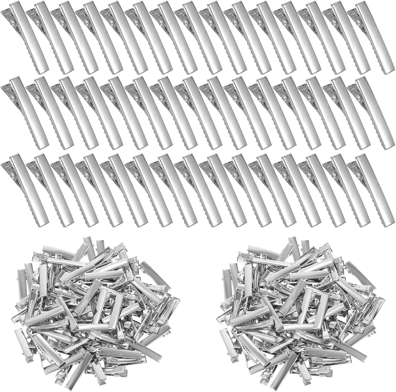 Pack of 200 Crocodile Clips Hair, Hair Clips, Small Plain Silver Hair Clips, Small Crocodile Clips, Hair Clips, Women'S Hair Clips, Metal Duckbill Hair Clip (32 Mm) image number 1