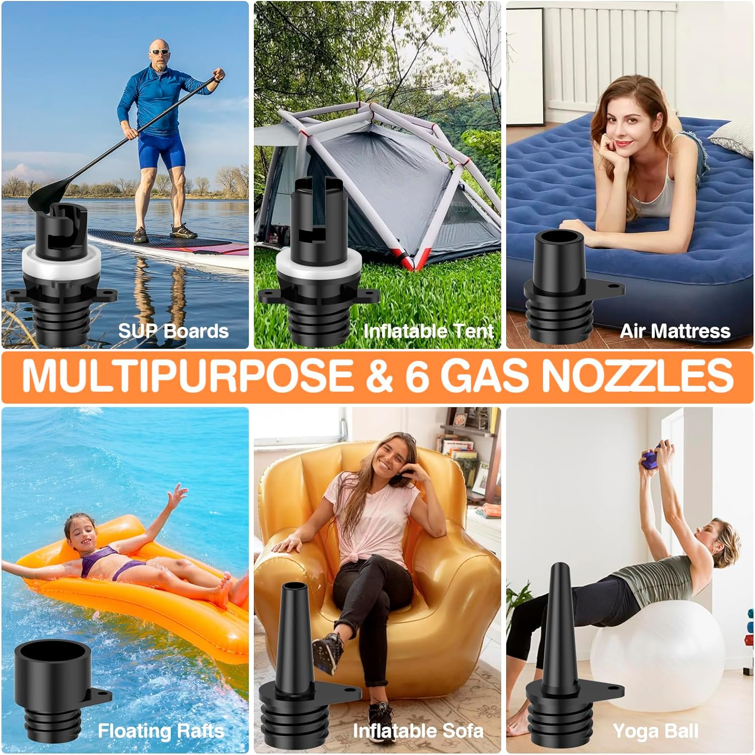 FOWAWU Sup Pump, 20 PSI Paddle Board Pump Intelligent Dual Stage Inflation & Deflation, Auto-Off, Inflatable Sup Pump SUP Air Pump DC 12V Car Connector image number 6