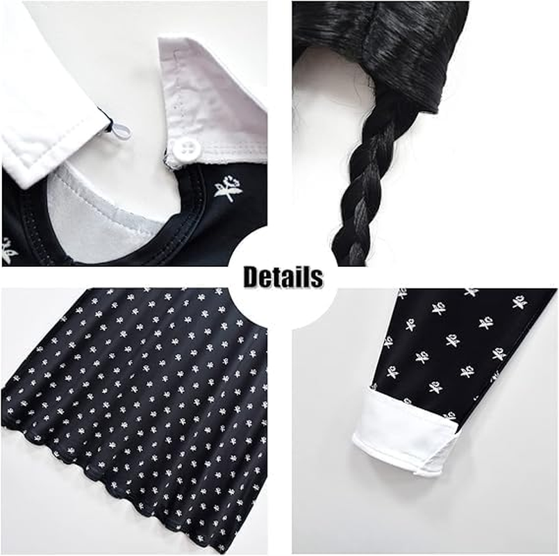 LIODUX 11 Pack Wednesday Black Costume, Wednesday Girls Dress, Teens Black Family Costumes, Girls Halloween Costumes Perfect for Halloween, Cosplay, and Parties image number 2