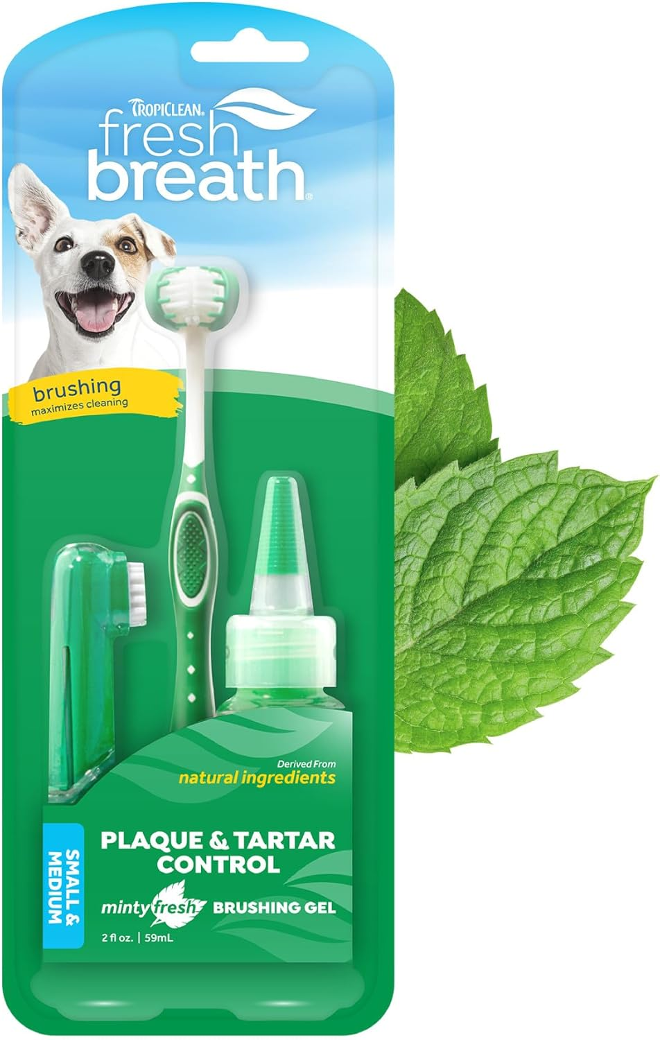 Tropiclean Fresh Breath Oral Care Kit for Small Dogs with Oral Care Gel, Tripleflex Toothbrush and Finger Brush image number 6