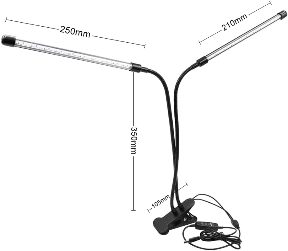 NUZAMAS 2 Tube Plant Lamp LED Plant Light 60 Leds 2 Heads Grow Lamp Plant Light Grow Lamp for Plants Dimmable LED Grow Light for Indoor Plants Gardening Greenhouse image number 1