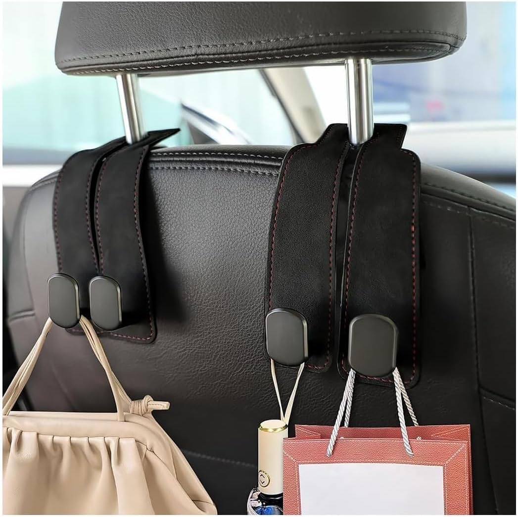 2Pcs Car Seat Back Double Hook 2 in 1 Purse Hook Universal Multifunctional Headrest Hooks Car Organizers and Storage Accessories (2Pcs)