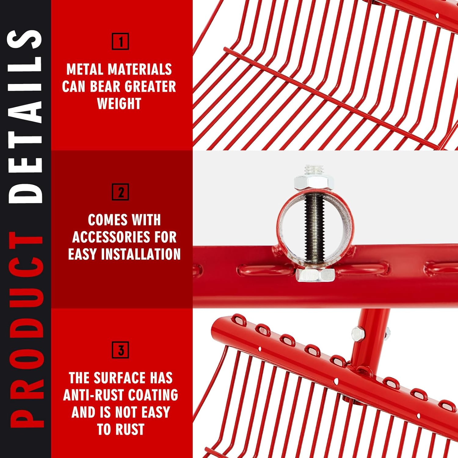 Tandefio 1 Pcs Metal Fork Head Manure Pitch Fork Replacement Head Horse Rake Bulk with Angled Tines for Horse Stall Picking up Manure Garden Animal Husbandry (Red) image number 1