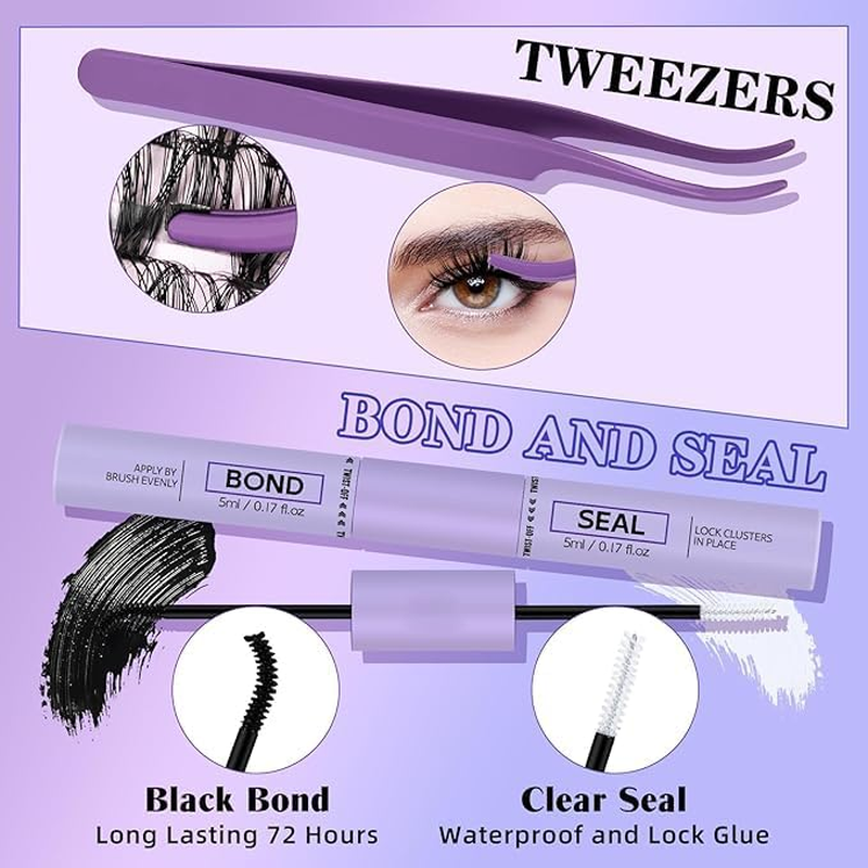 B&Qaugen Lash Extension Kit 280 Pcs 30D+40D 9-16 Mixed Individual Lashes Extension Kit DIY Lash Clusters Kit with Lash Remover and Brush Lash Extension Kit at Home(Mrrkit-30D+40D-9-16Mix) image number 3