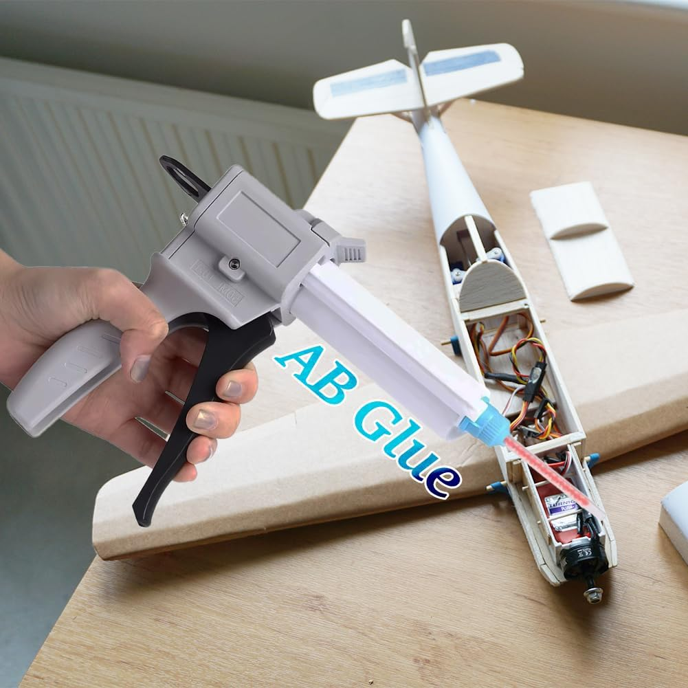 Lwuey Epoxy Glue Gun, 30Ml Dispenser Gun Manual Impression Mixing Dispensing Adhesive Single Liquid Tube Handle Tool for Pressing Squeezing DIY Crafts Quick Repairs Extruder Home School Project image number 1