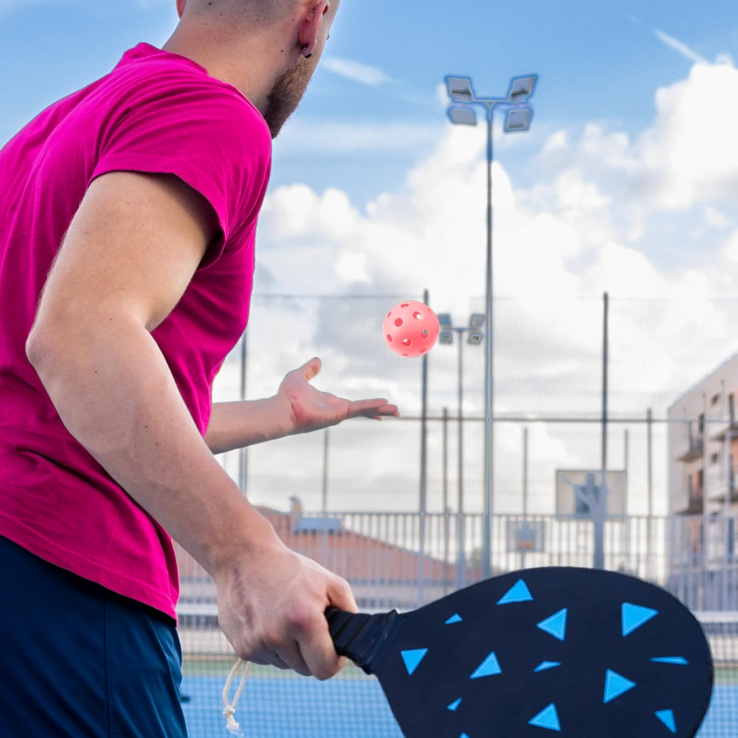 TEAONE Outdoor Pickleballs, 4 PCS High Elasticity & Durable Pickle Balls for All Style Pickleball Paddles (40 Holes)