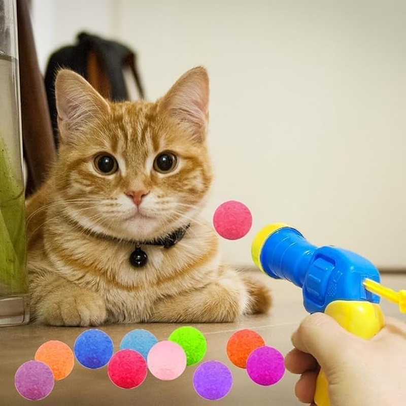 100Pcs Cat Toys Balls Launcher Cat Pom Pom Balls,Cat Plush Ball Toy Interactive Cat Toy Plush Toy Balls,Cat Toy Balls Cat Ball Toy Launcher Cat Plush Balls,Cat Toy Balls and 1 Cat Ball Toy Launcher image number 1