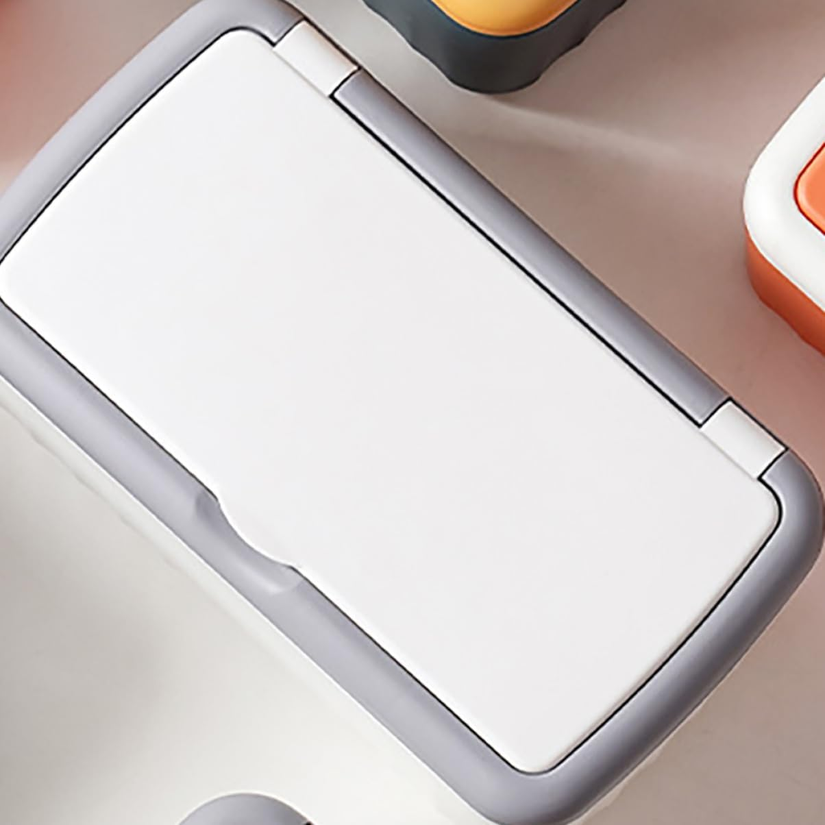 Wipes Container White Rectangular Tissue Box Cover with Lid Humidity Retention Organizer for Bathroom and Household image number 4