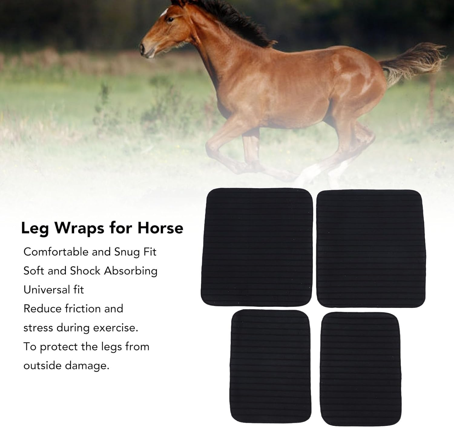 Quilted Leg Wraps for Horses Set of 2, Comfortable Snug Fit Shock Absorbing Horse Leg Wraps, Horse Leg Bandages Stable Supplies Equestrian Boots Horse Leg image number 5